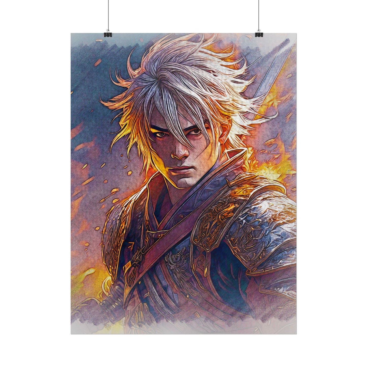 Epic Warrior Art Rolled Poster - Bold Fantasy Decor for Gamers & Anime Fans