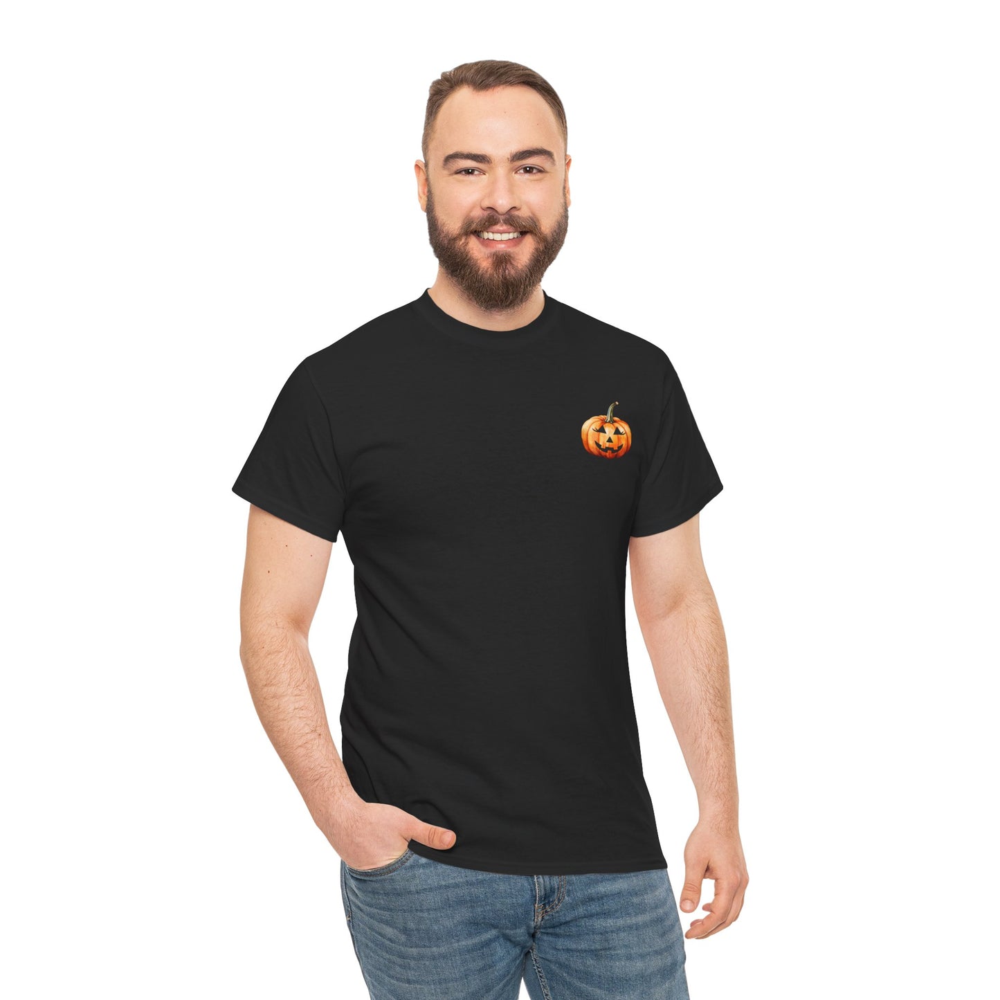 ๐ Embrace Autumn Magic - Pumpkin Bliss Collection for Cozy Season Vibes โจ - Harvest Vibes Pumpkin Cotton Tee | Fall Shirt, Halloween Apparel, Autumn Fashion, Unisex Graphic Tee, Gift for Pumpkin Lovers