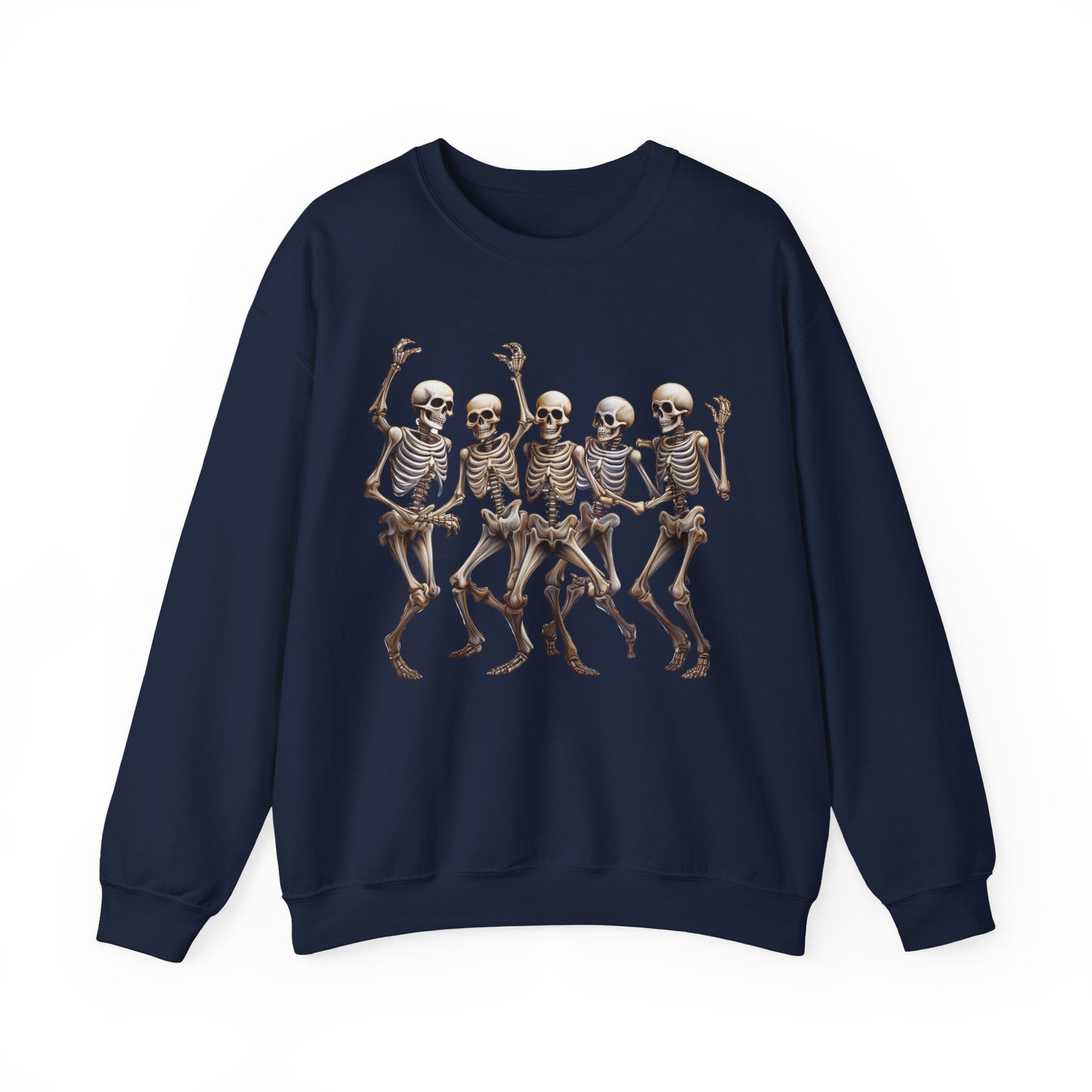 "Celebrate Life with Dancing Skeletons – Bold Apparel & Mugs that Spark Joy" - Halloween Skeleton Dance Crewneck Sweatshirt, Unisex Sweatshirt, Fall Fashion, Spooky Season Apparel, Gift for Halloween Lovers