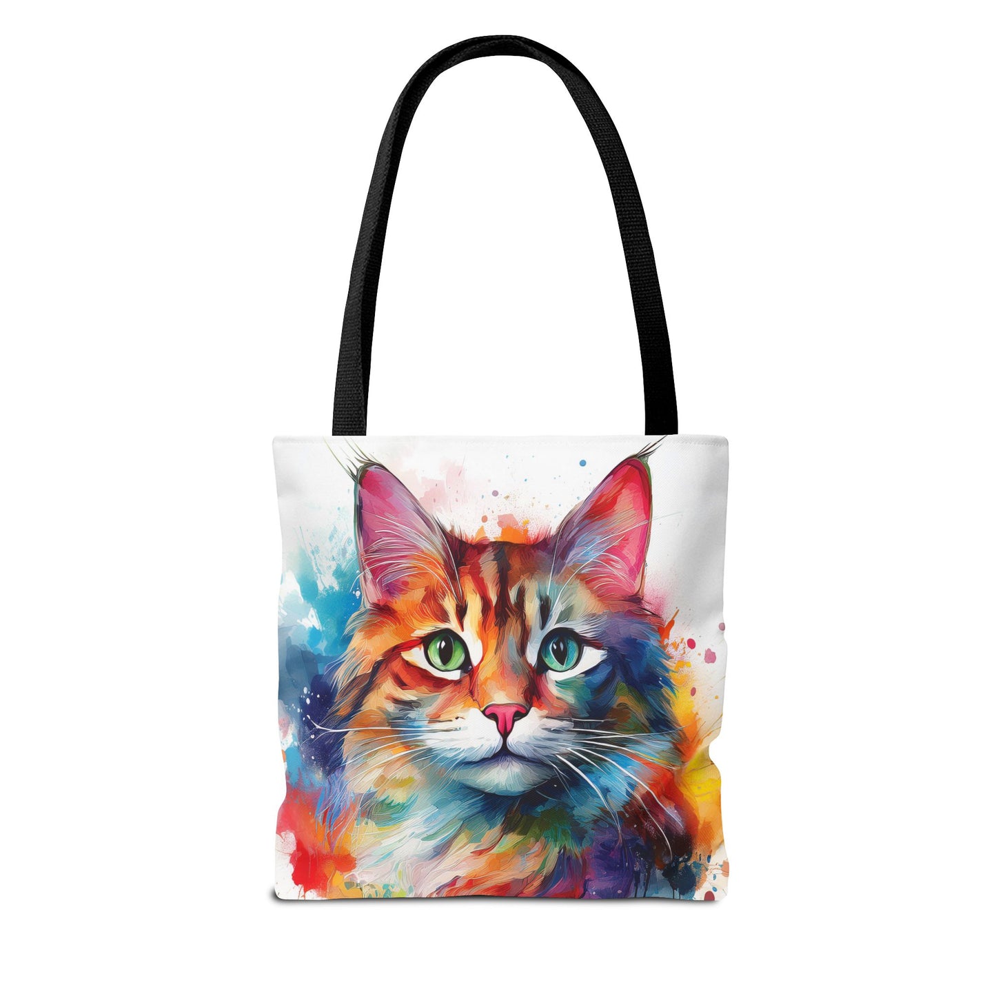 Colorful Tri-Color Cat Tote Bag: Pawsitive Vibes