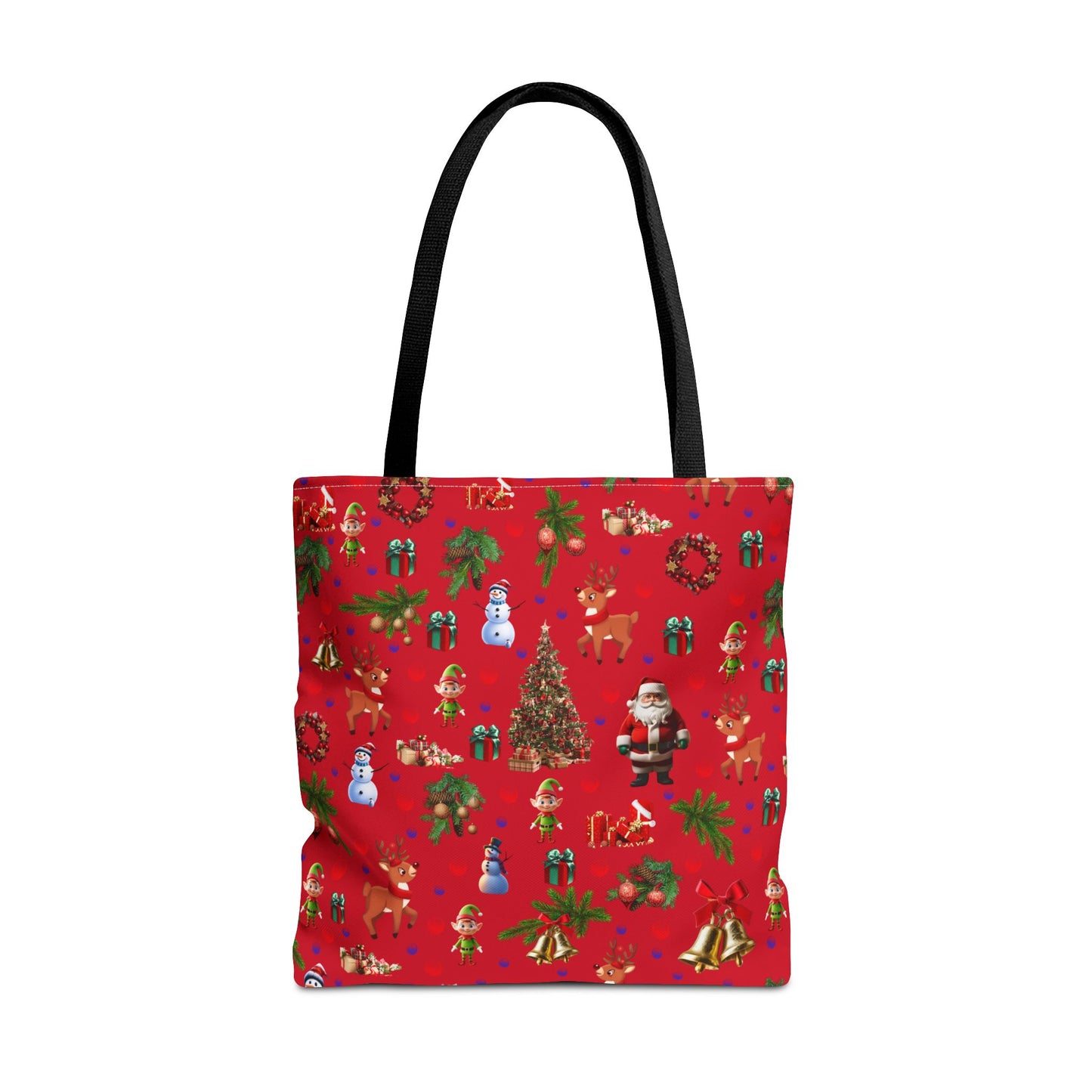 Festive Holiday Tote Bag - Santa, Snowman & Christmas Design