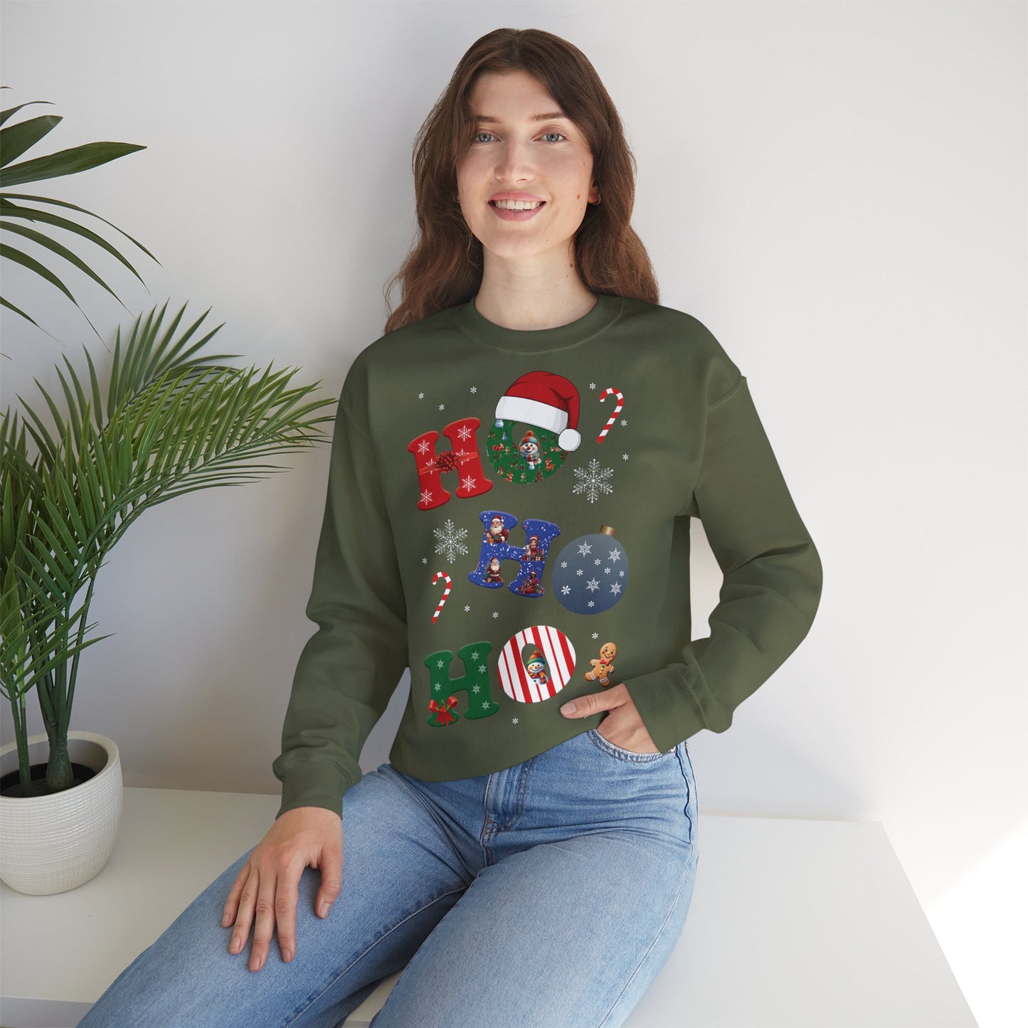 🎄Joy Stacked: A Tower of Holiday Cheer - Festive Crewneck Sweatshirt with Holiday Cheer, Cozy Winter Sweater, Christmas Gift, Unisex Holiday Apparel, Comfortable Loungewear