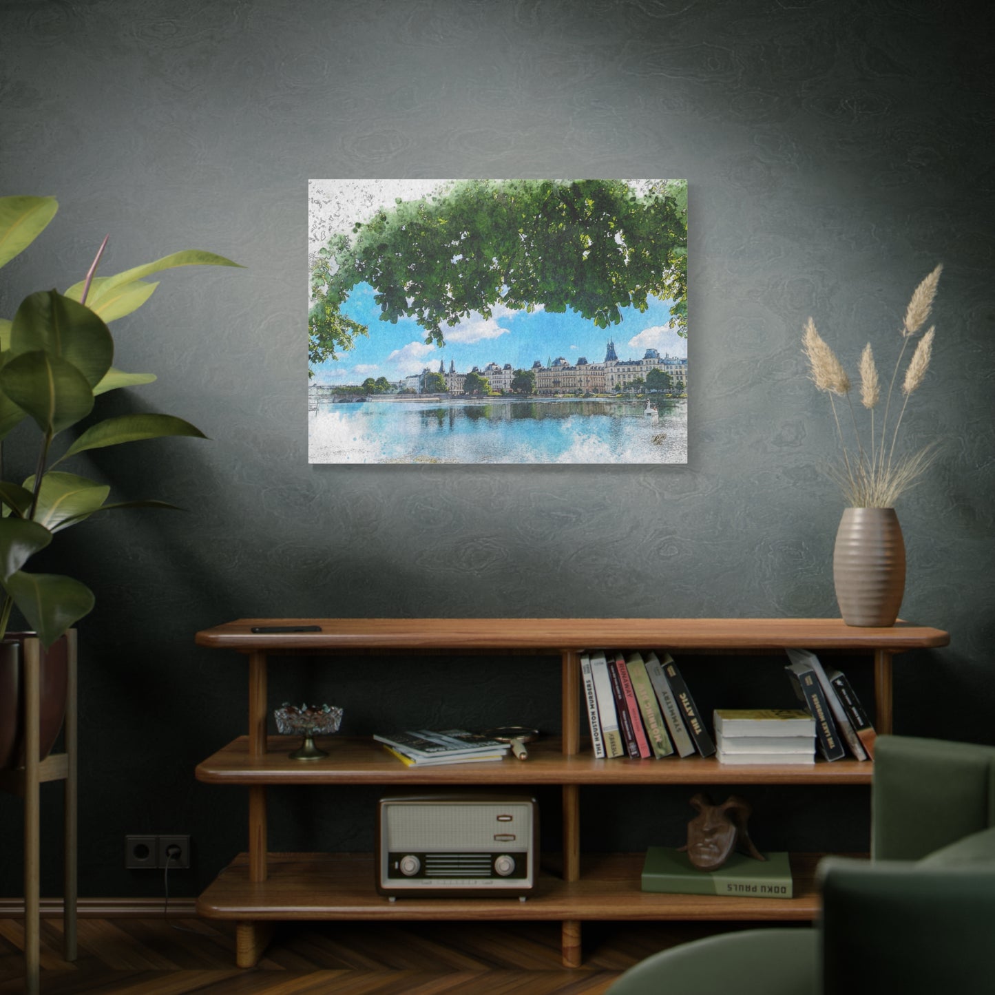 'The Lakes' Copenhagen - Canvas Print Watercolor Art -