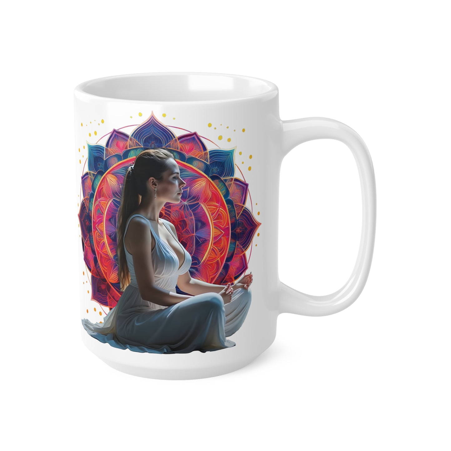 Meditative Spirit Ceramic Coffee Cups | 11oz & 15oz | Mindfulness Gifts, Yoga Lovers, Meditation, Wellness Décor, Personalize Your Drink