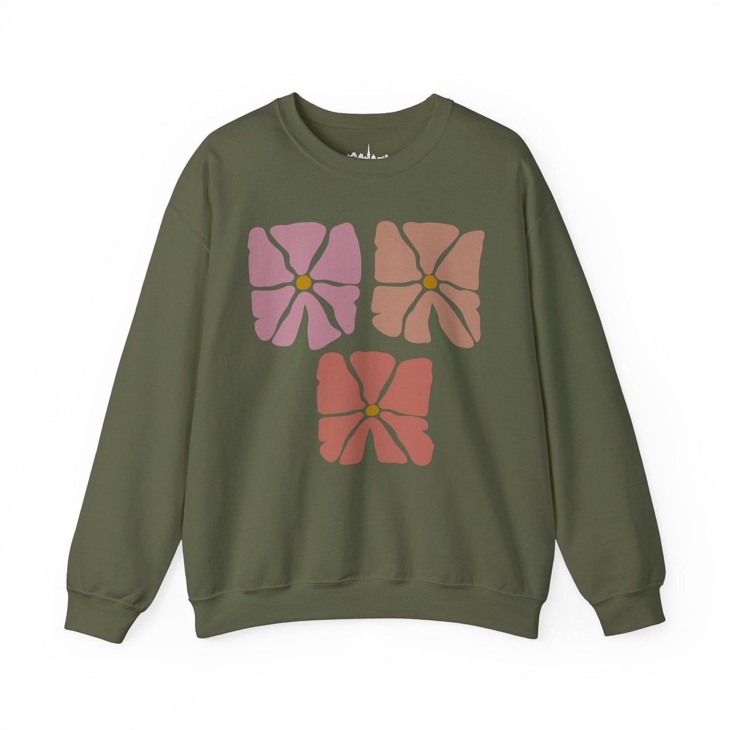 Vintage Look Flower Crewneck Sweatshirt