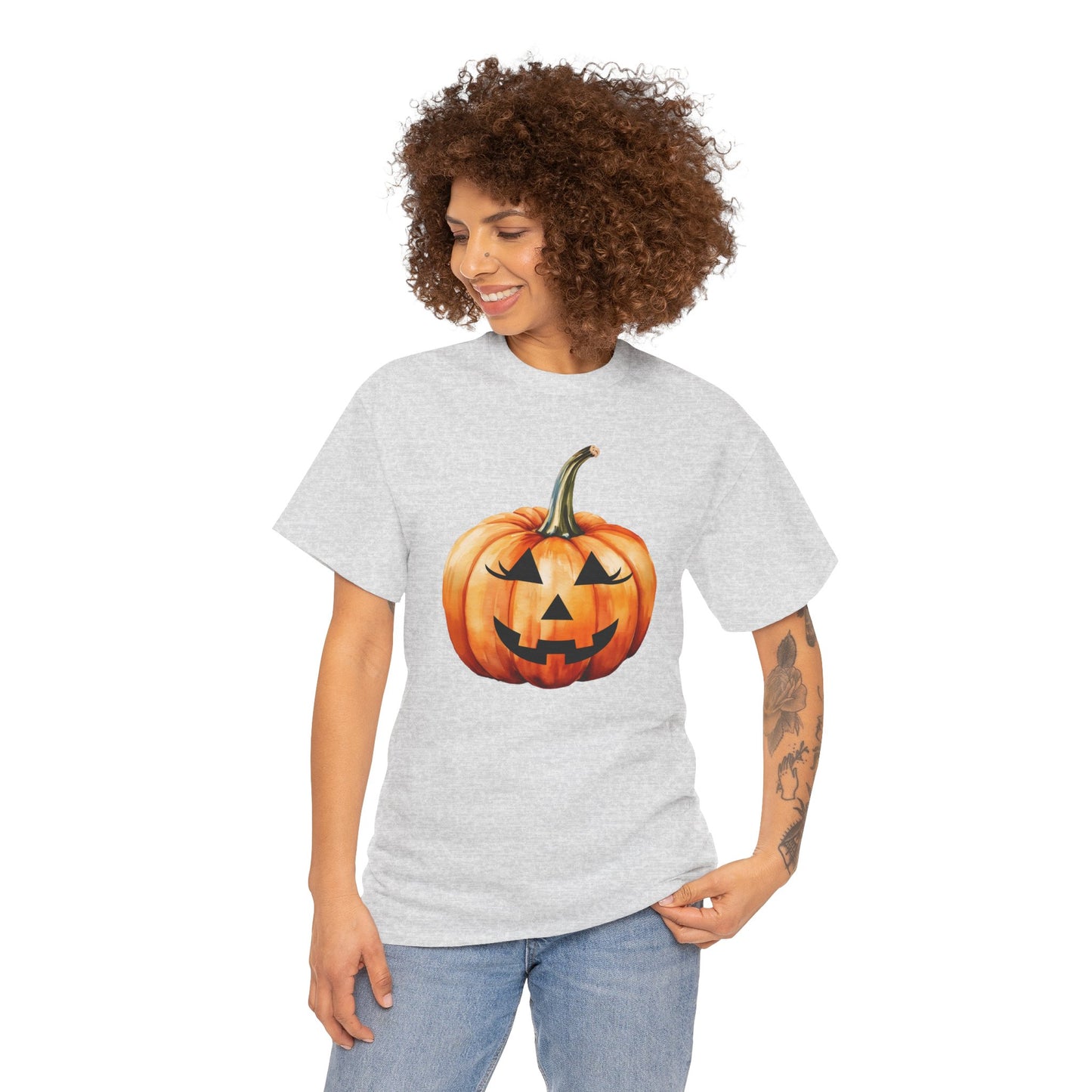 ๐ Embrace Autumn Magic - Pumpkin Bliss Collection for Cozy Season Vibes โจ - Harvest Vibes Pumpkin Cotton Tee | Fall Shirt, Halloween Apparel, Autumn Fashion, Unisex Graphic Tee, Gift for Pumpkin Lovers