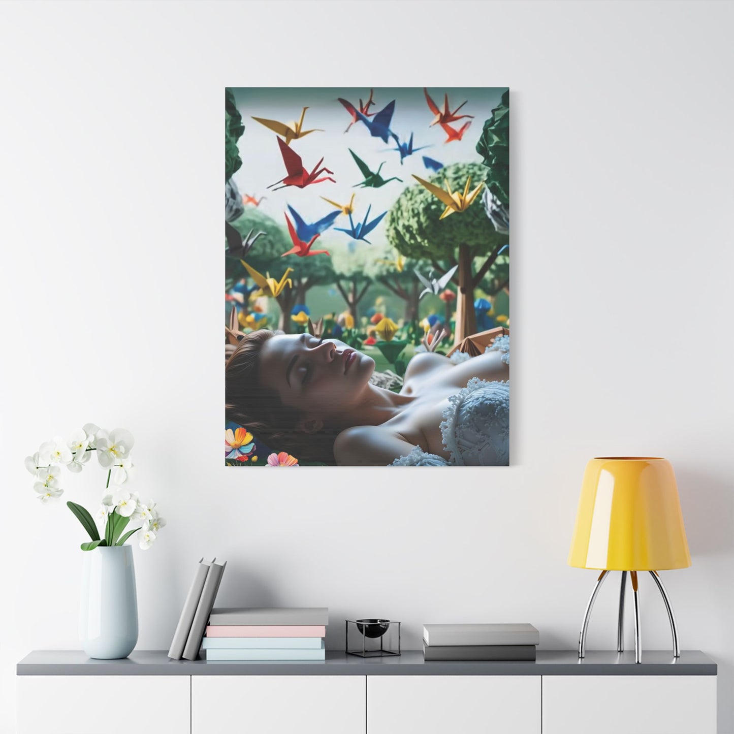 Dreams in Origami Forest – Surreal Canvas & Poster Art Canvas Print