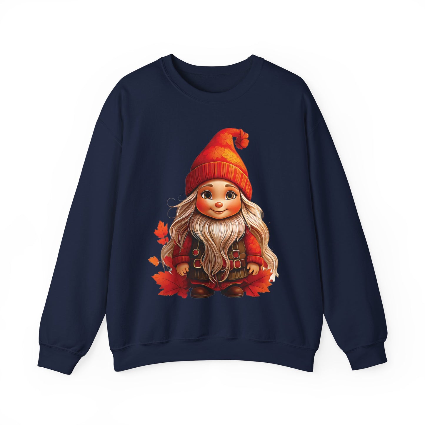 Autumn Gnome Magic – Cozy Whimsy in Every Leaf - Cozy Gnome Crewneck Sweatshirt, Fall Sweater, Autumn Design, Unisex Hoodie, Gift for Her, Holiday Apparel