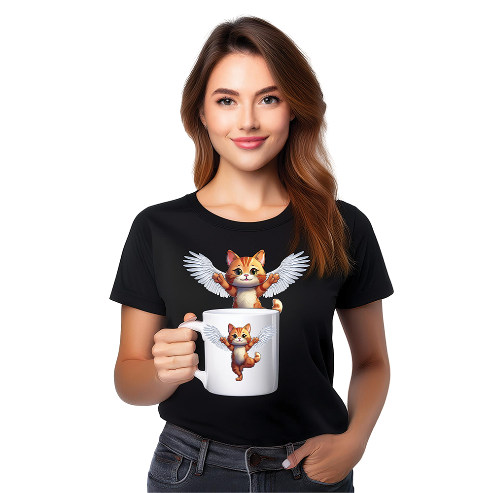 Cat Lovers Tee - Unisex Cotton " Every Cat Has Wings in Someone's Heart"