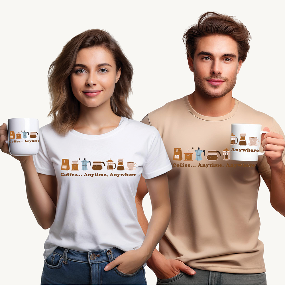 Mug - Coffee Anytime, Anywhere - Retro, vintage Accent Coffee Mug (11oz)