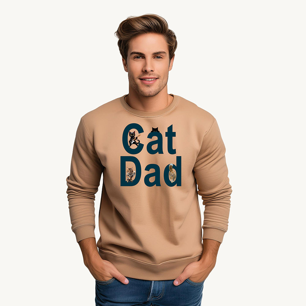 Cat Lovers Sweatshirt - Cat Dad Life: Purrfection in Progress ๐พ- Unisex Heavy Blend Crewneck
