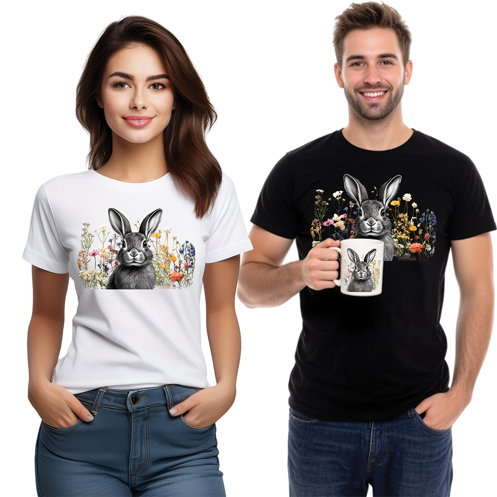 Easter - Unisex Tee - Easter Bunny in the Meadow
