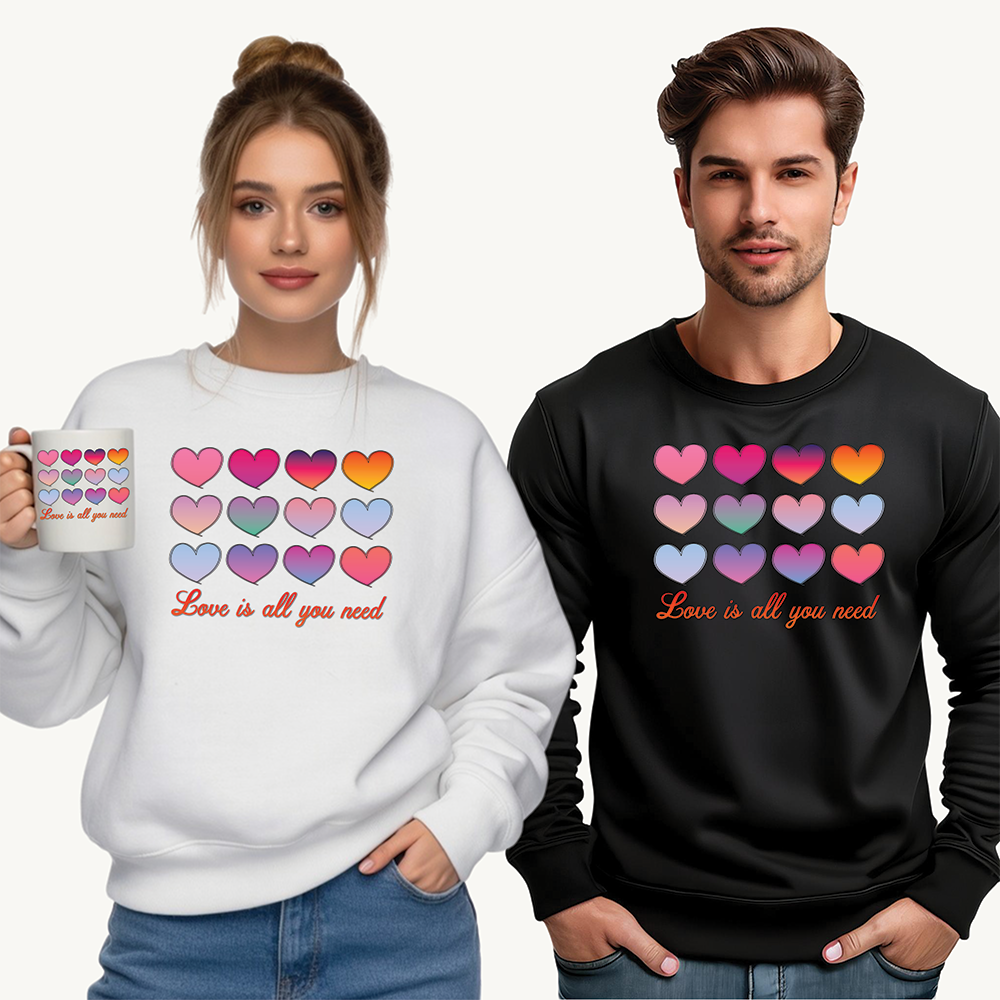 "Love is all you need" Unisex Fleece Sweatshirt - Cozy & Stylish