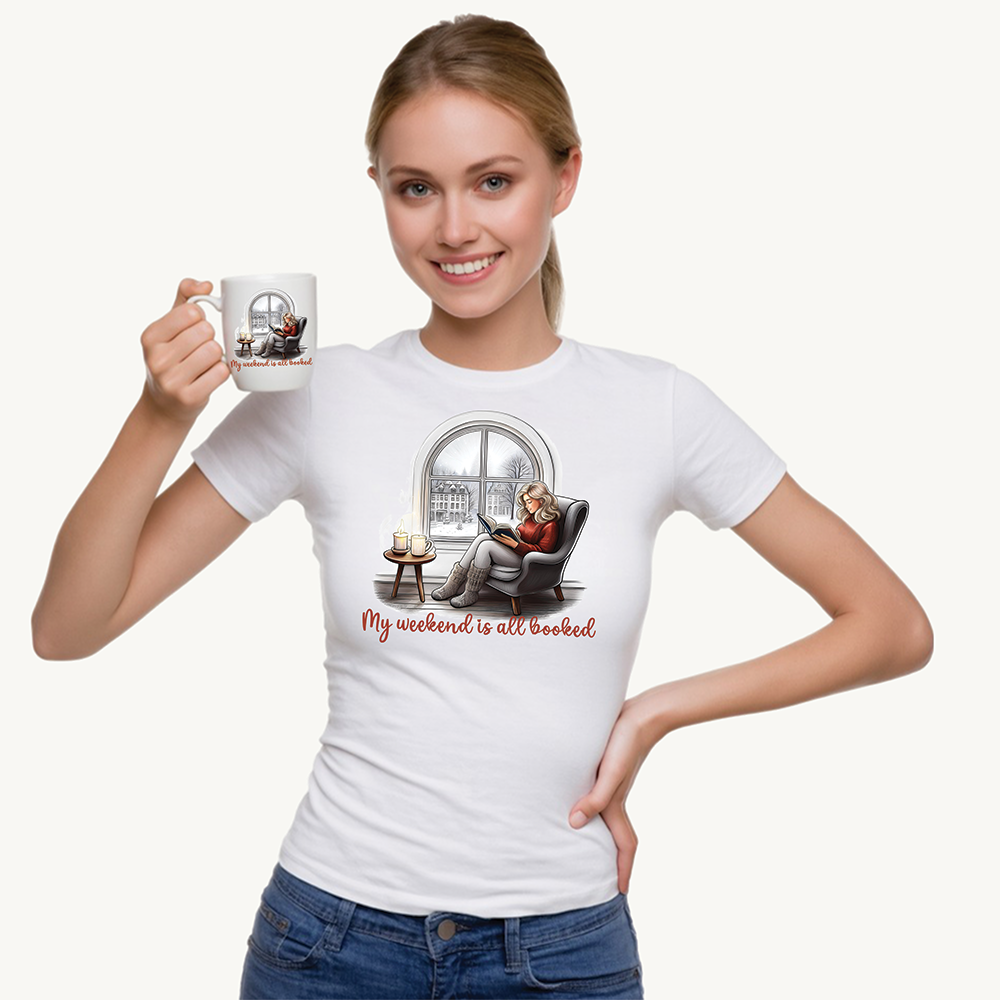 Bookworm t-shirt - My Weekend Is All Booked - Unisex Cotton