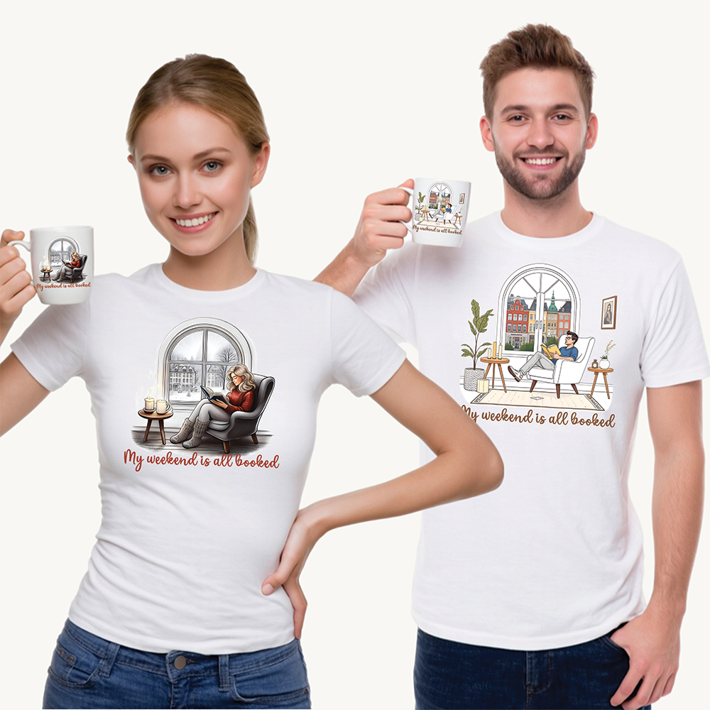 Bookworm t-shirt - My Weekend Is All Booked - Unisex Cotton