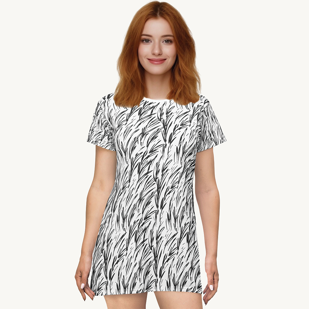 Abstract Botanical T-Shirt Dress