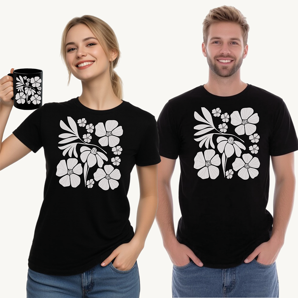 Elegant Floral Black Boho Style Mug - Perfect Gift for Tea and Coffee Lovers