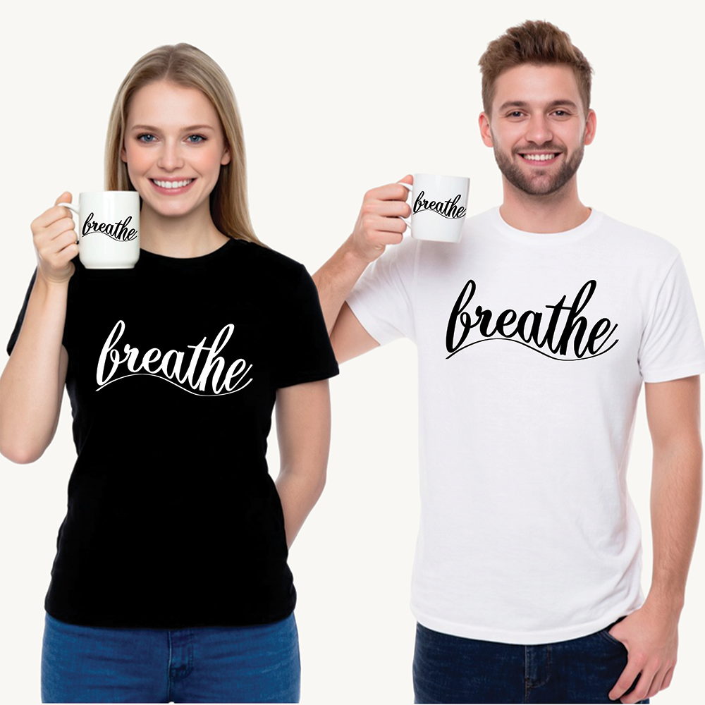 Unisex Heavy Cotton Tee - 'Breathe' Motivational Relaxation Shirt