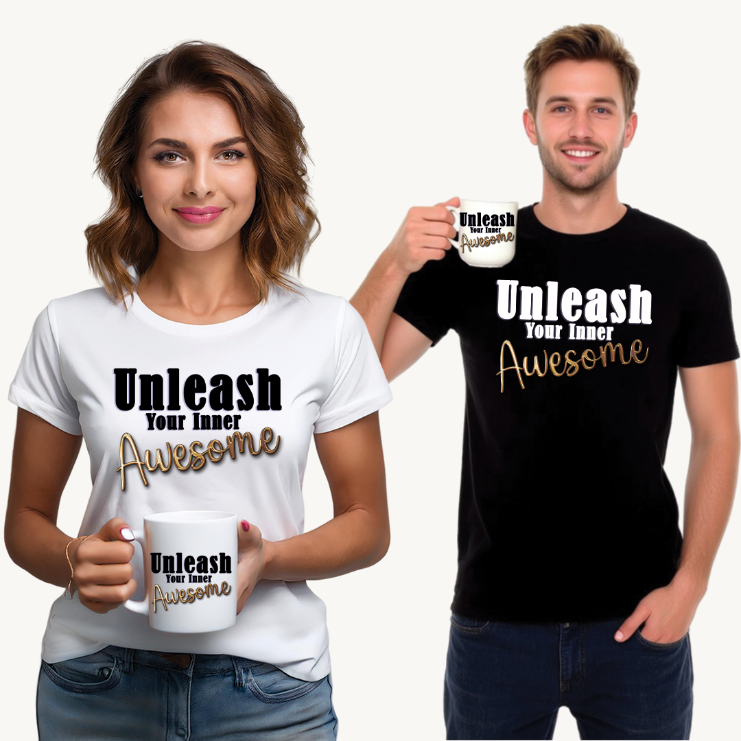 Unisex Heavy Cotton Tee - 'Unleash Your Inner Awesome' Inspirational Shirt