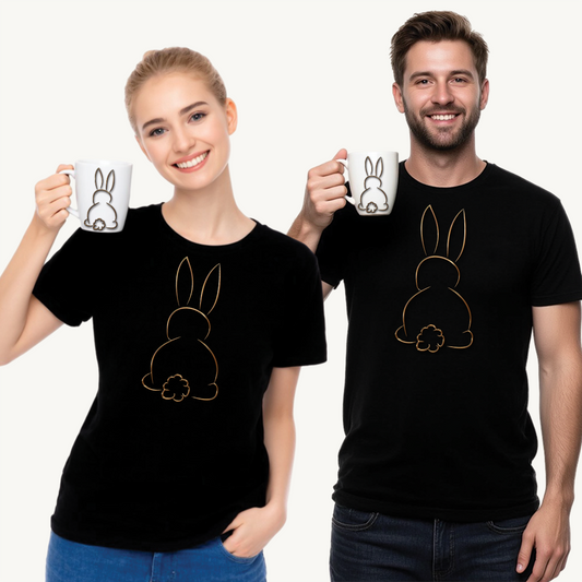 Cute Bunny Back Unisex Heavy Cotton Tee