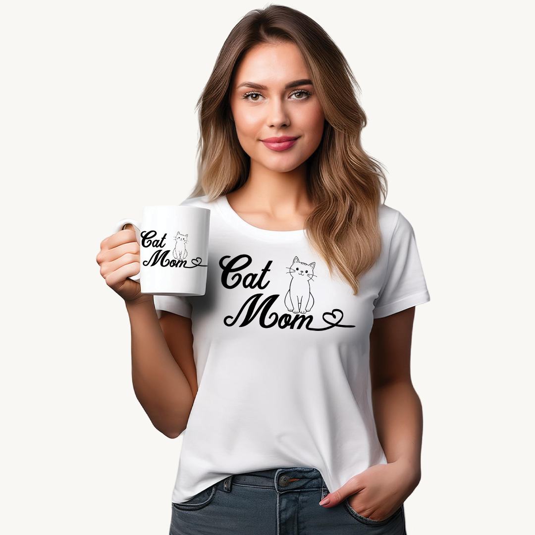 Cat Mom Unisex Heavy Cotton Tee - Perfect Gift for Cat Lovers
