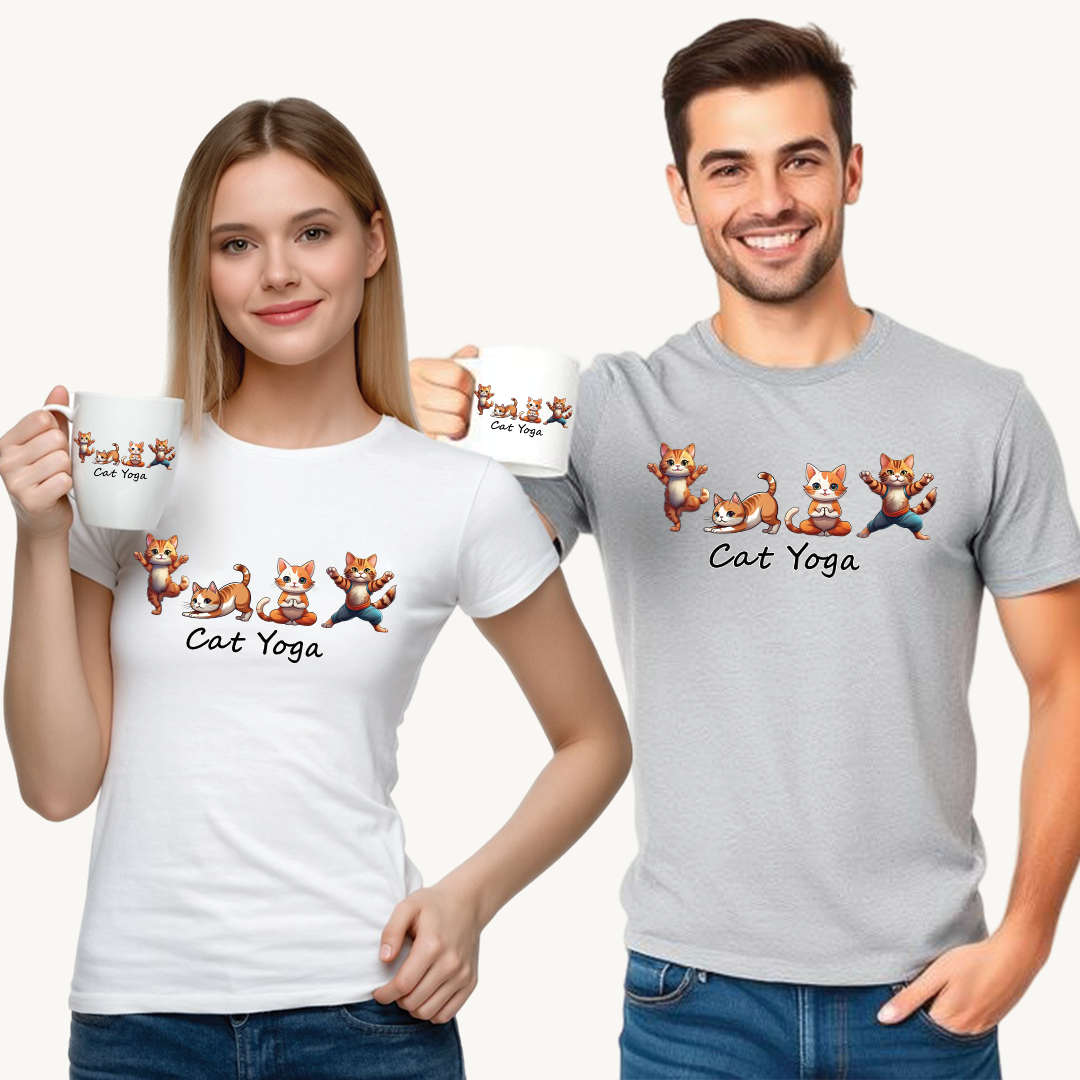 Cat Yoga Unisex Heavy Cotton Tee - Fun & Comfy T-Shirt for Cat Lovers