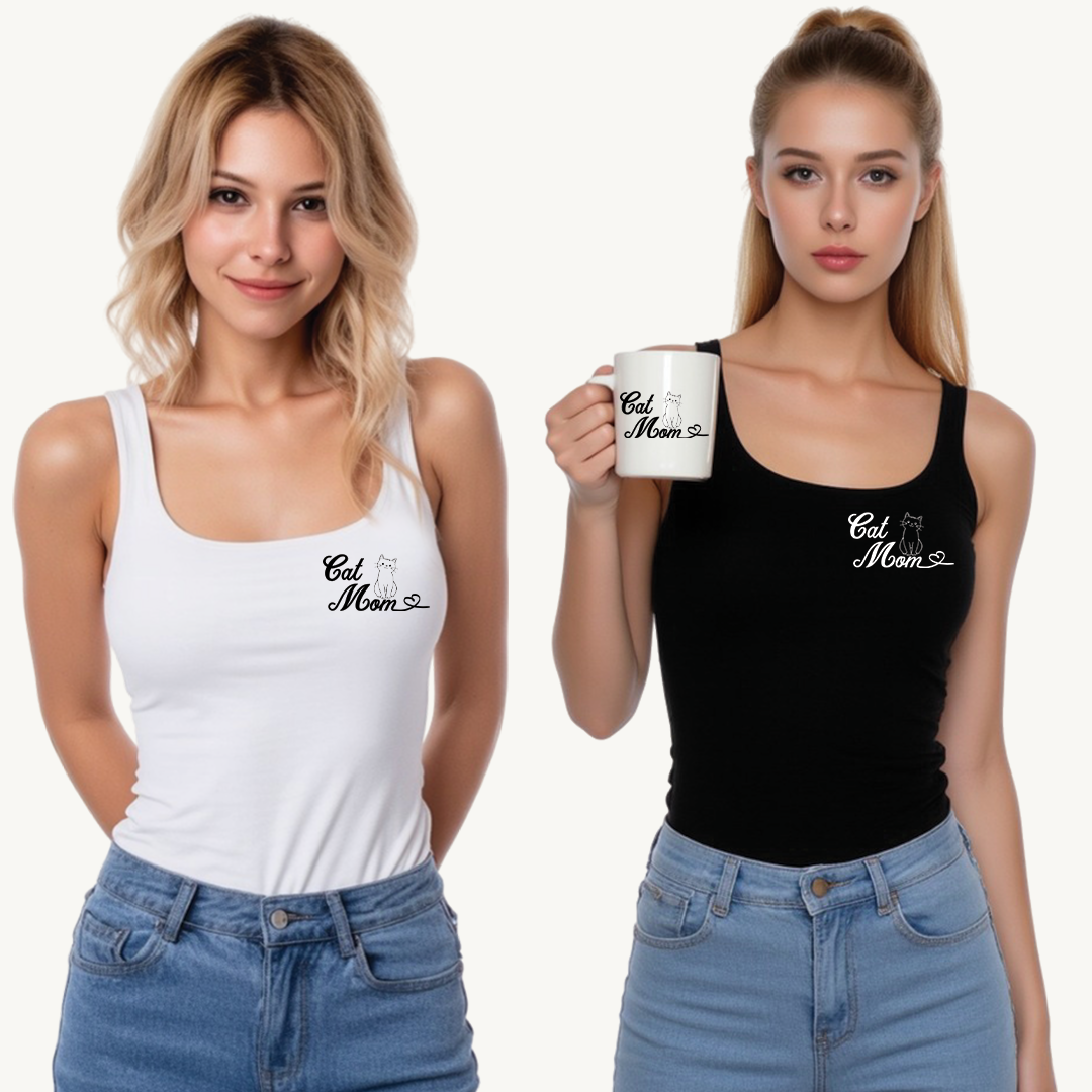 'Cat Mom' Unisex Jersey Tank Top - Perfect Gift for Cat Lovers
