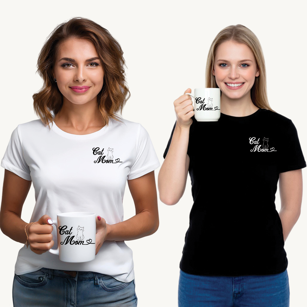 'Cat Mom' Unisex Heavy Cotton Tee - Perfect Gift for Cat Lovers