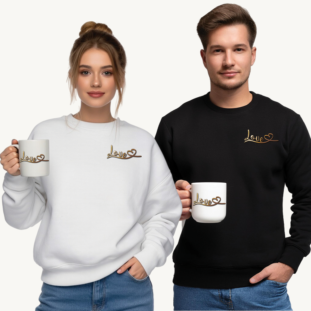 'Love' in Every Thread (Golden Logo) - Unisex Fleece Sweatshirt - Cozy & Stylish
