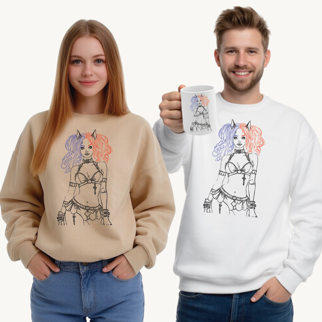 Harajuku Style Graphic Sweatshirt, Trendy Unisex Crewneck, Streetwear Fashion, Cozy Gift for Her, Girls Night Out