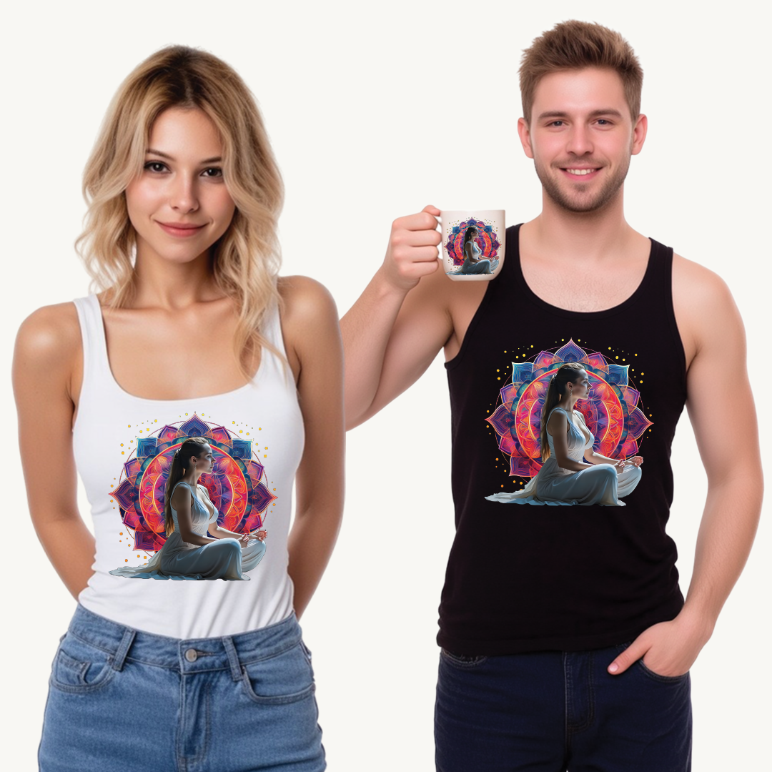 Sacred Geometry Meditation Mandala - Find Your Inner Peace Through Spiritual Awakening & Mindfulness - Meditative Mandala Art Unisex Softstyle™ Tank Top, Yoga Gear, Relaxation Wear, Spiritual Apparel, Comfortable Summer Top
