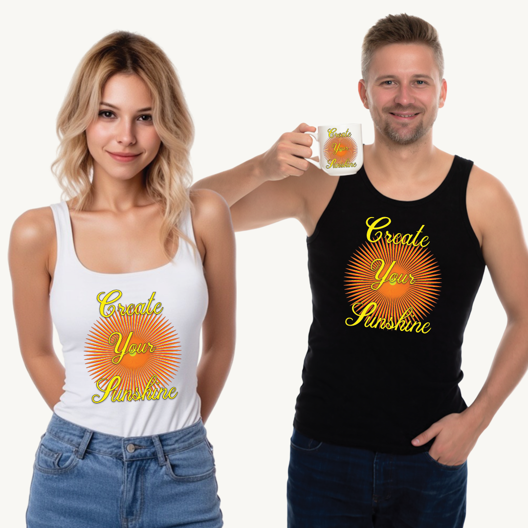 Shine Boldly – Create Your Own Sunshine in Every Step ☀️🌈 - Unisex Softstyle™ Tank Top - Create Your Sunshine, Inspirational Summer Top, Casual Wear, Festival Apparel, Gift for Friends