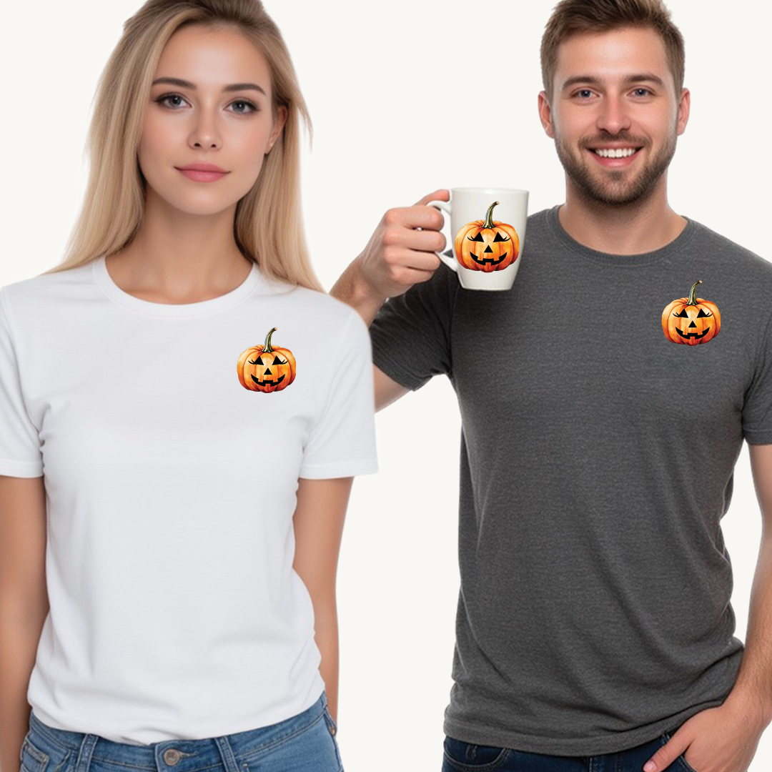 ๐ Embrace Autumn Magic - Pumpkin Bliss Collection for Cozy Season Vibes โจ - Harvest Vibes Pumpkin Cotton Tee | Fall Shirt, Halloween Apparel, Autumn Fashion, Unisex Graphic Tee, Gift for Pumpkin Lovers