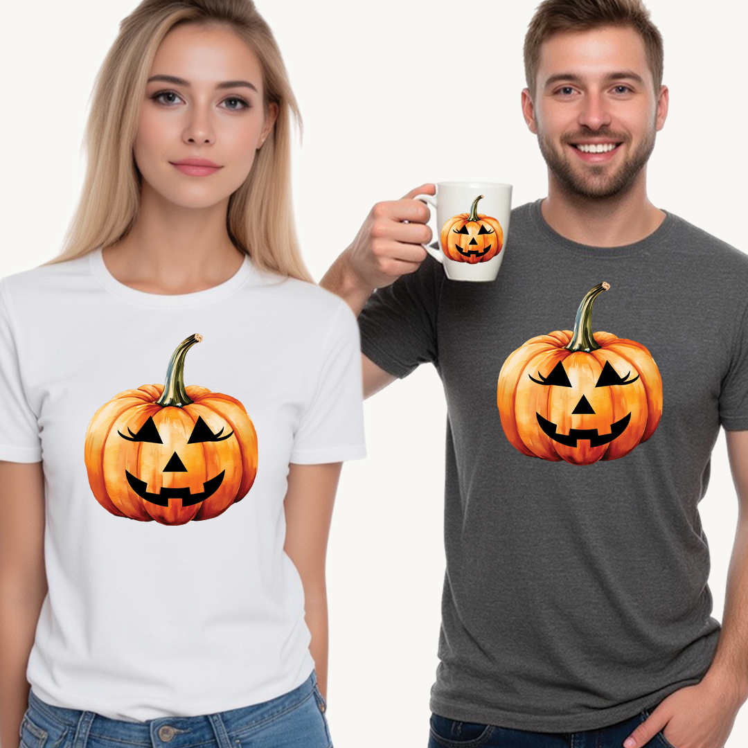 ๐ Embrace Autumn Magic - Pumpkin Bliss Collection for Cozy Season Vibes โจ - Harvest Vibes Pumpkin Cotton Tee | Fall Shirt, Halloween Apparel, Autumn Fashion, Unisex Graphic Tee, Gift for Pumpkin Lovers