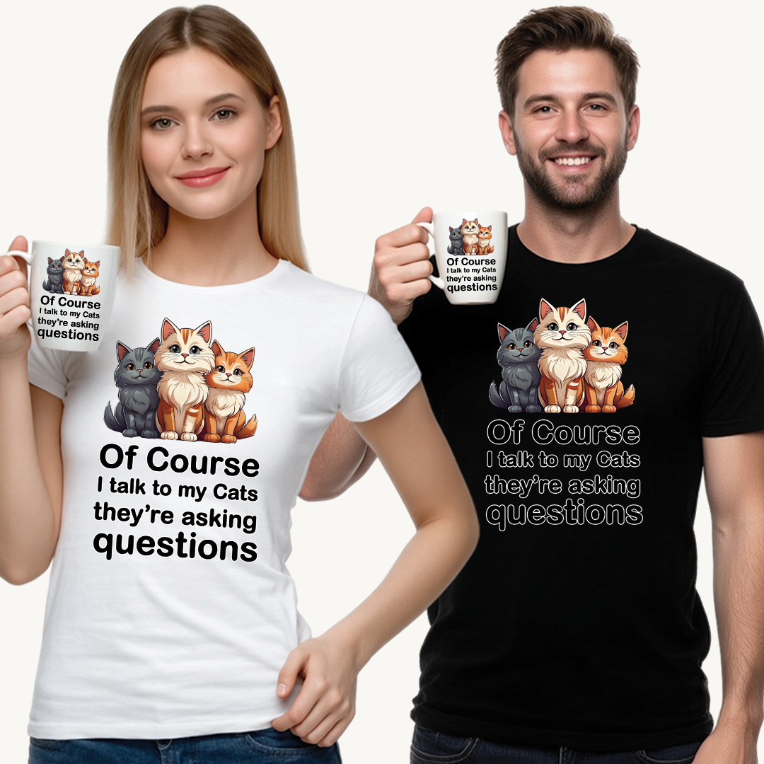 Of Course I Talk to My Cats – They’re the Real MVPs 🐾💬 - Funny Cat Lovers Unisex Heavy Cotton Tee - Perfect for Gifts, Pet Owners, Birthdays, Cat Appreciation Day, or Casual Wear
