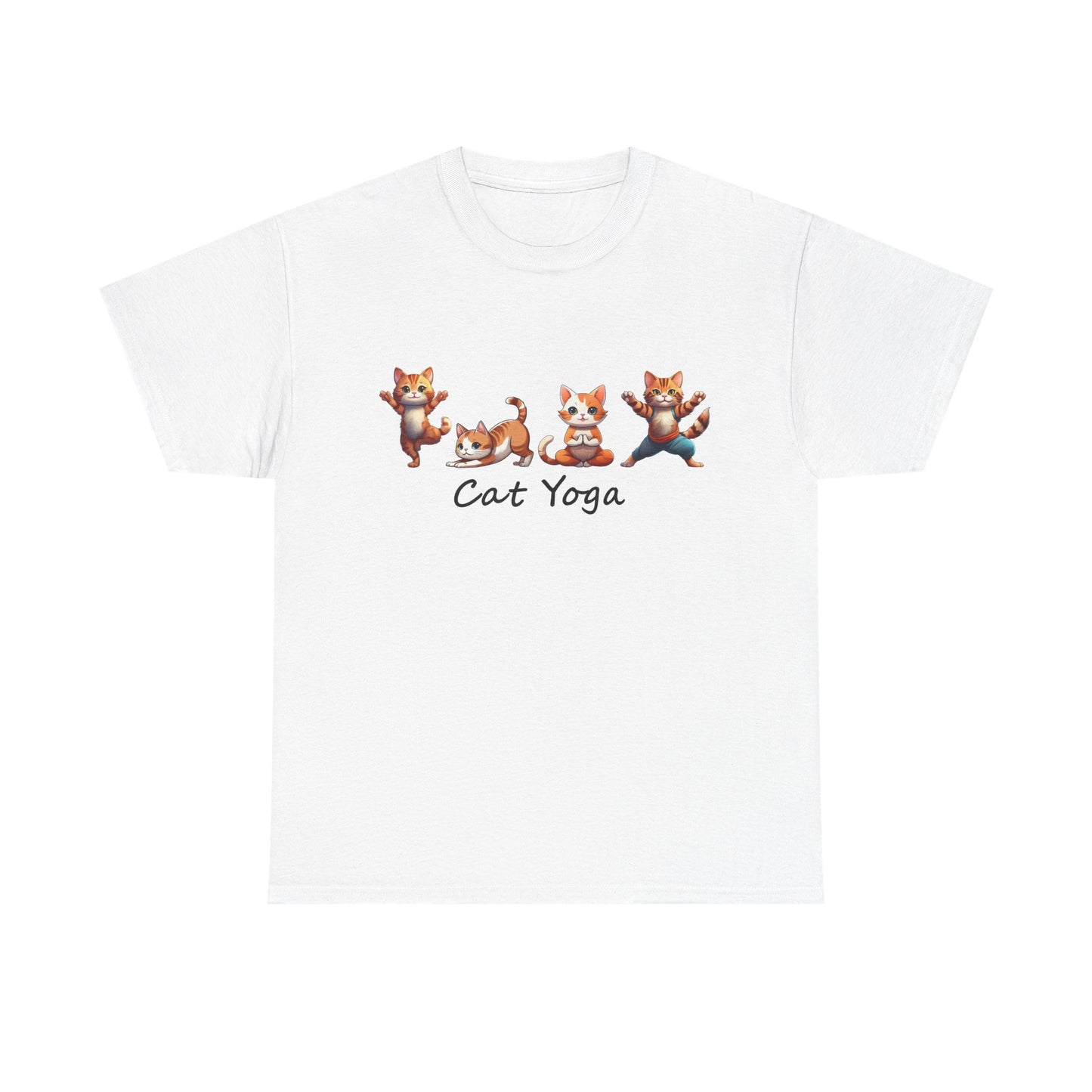 Cat Yoga Unisex Heavy Cotton Tee - Fun & Comfy T-Shirt for Cat Lovers