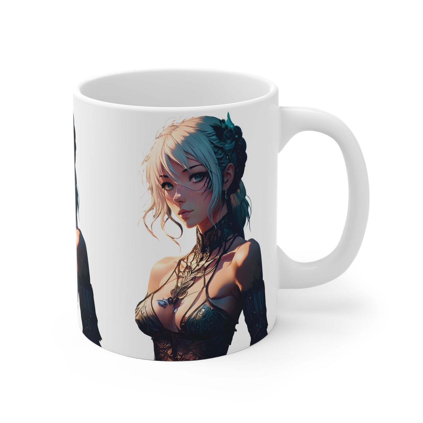 Anime / Manga-Inspired Ceramic Mug, Cat Girl Coffee Cup, Gift for Anime Lovers, Manga Mug, Unique Kawaii Drinkware