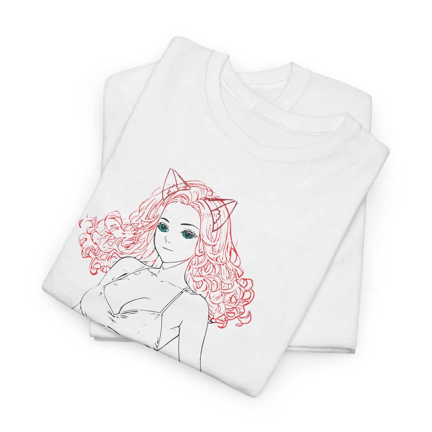Cute Cat Girl Unisex Tee, Trendy Illustration T-Shirt, Gift for Cat Lovers, Casual Everyday Look, Fun Graphic Tee, Birthday Outfit