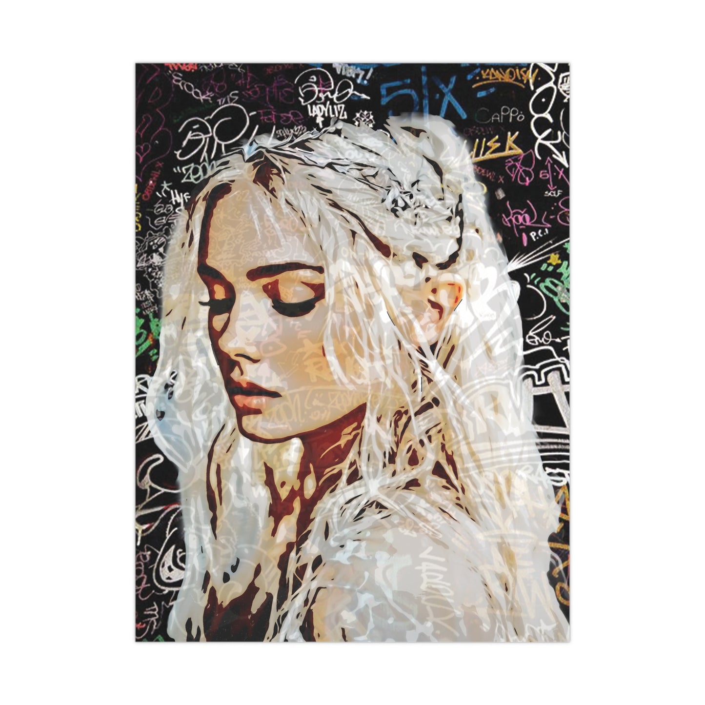 "Urban Dreams: Street Art Portrait of Hope and Beauty Emerging from City's Creative Soul" - Artistic Matte Poster for Home Decor, Aesthetic Wall Art, Gift for Her, Trendy Room Decoration, Stylish Artwork