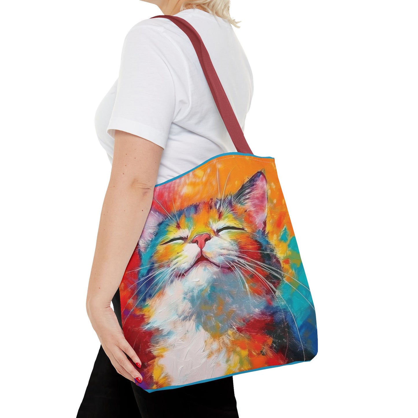 Colorful Cat Tote Bag: Pawsitive Vibes