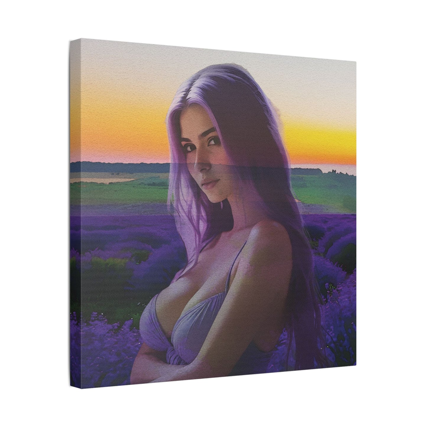 "Beautiful Lavender" – Dreamy Sunset Muse in Lavender Field Canvas Art