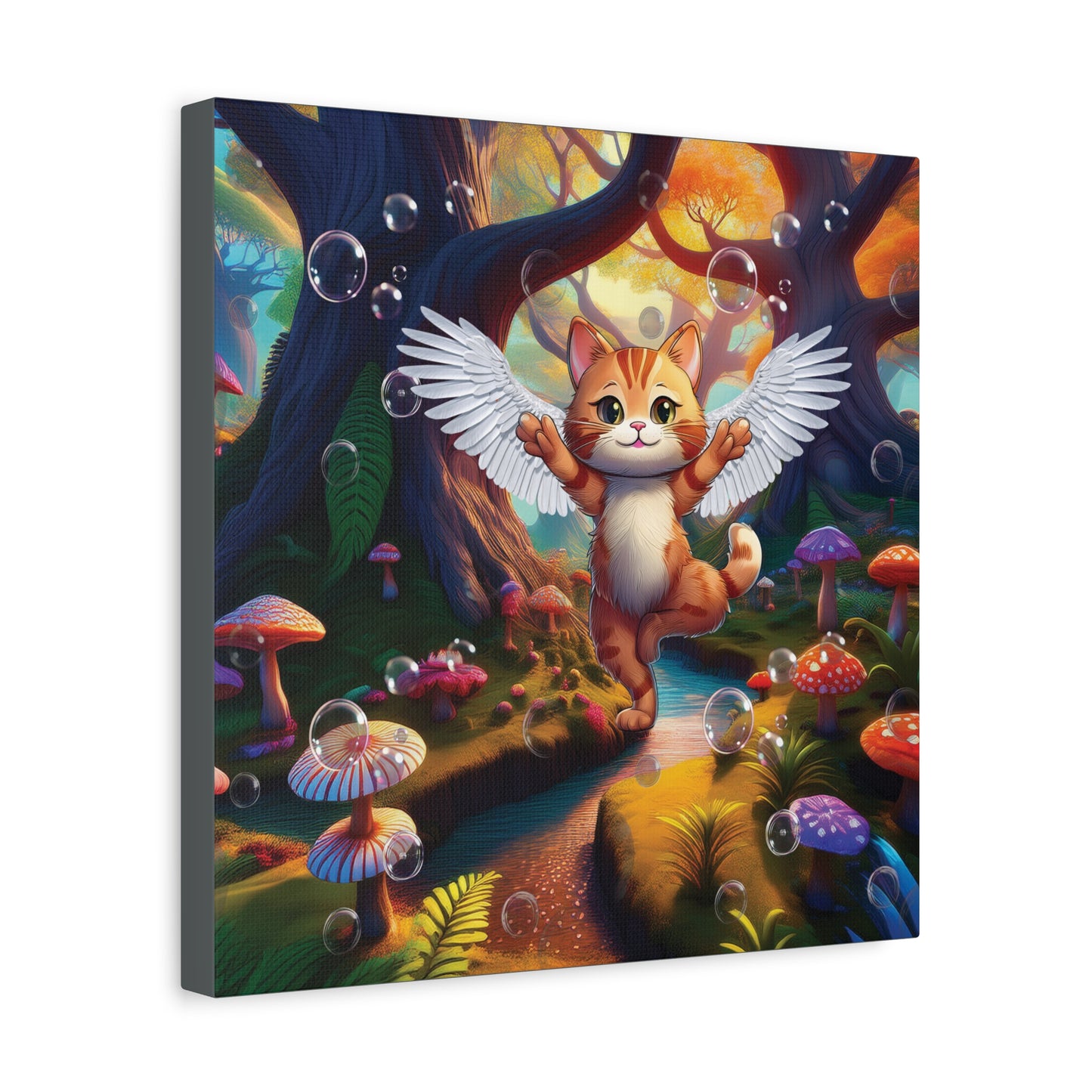 Winged Whiskers: Fantasy Cat's Magical Adventure - Canvas Print