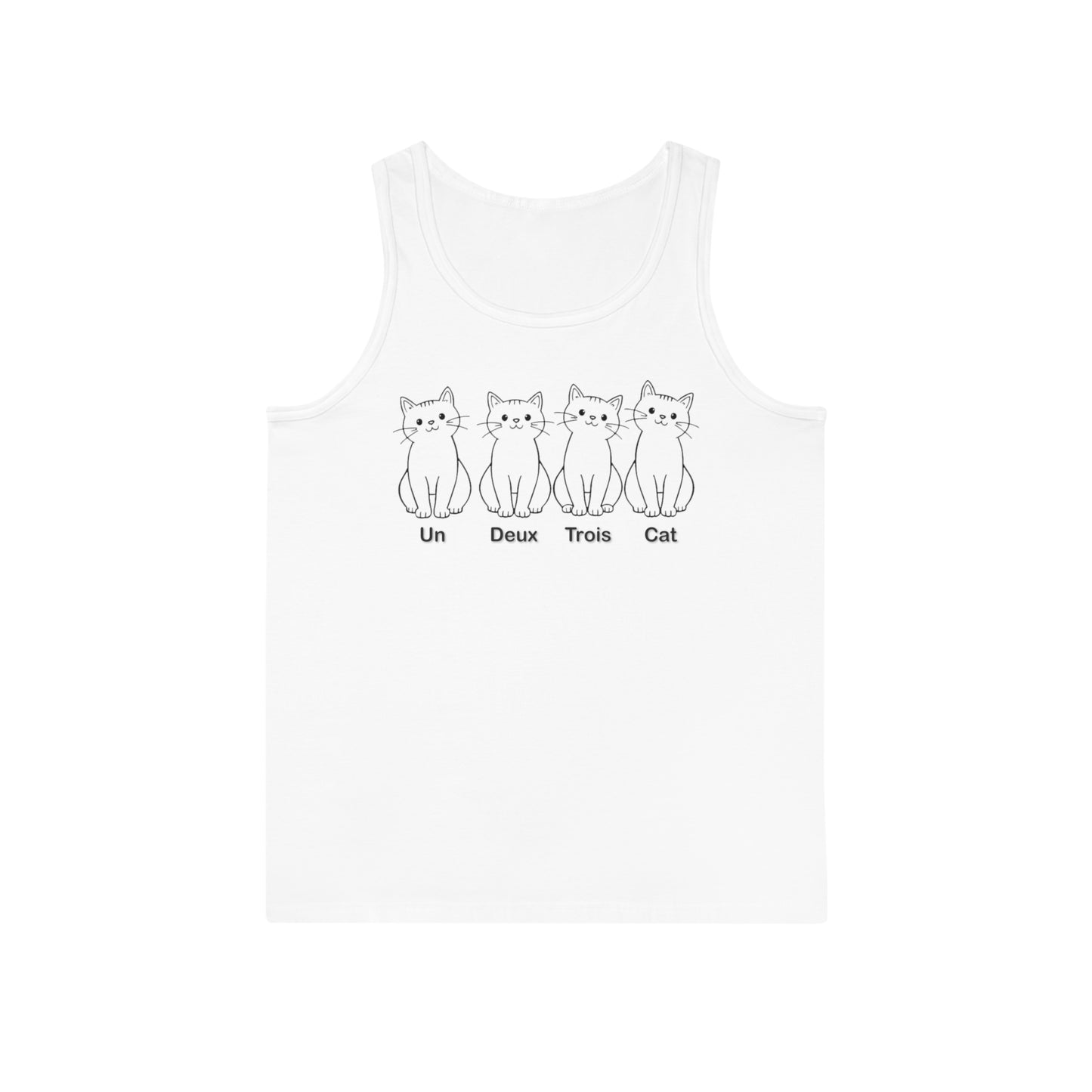 Funny Cat Unisex Softstyle™ Tank Top - 'Un Deux Trois Cat'