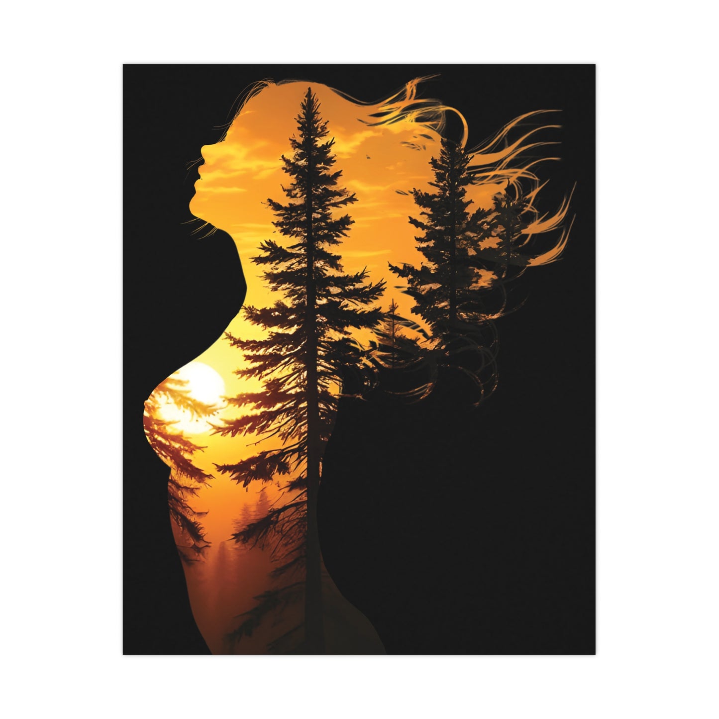Forest Queen – Embrace the Wild Elegance #ForestQueen #ArtPrint #DoubleExposure #NatureArt #HomeDecor Matte Poster, Bohemian Wall Art, Home Decor, Inspirational Art, Gifts for Nature Lovers, Bedroom Decoration
