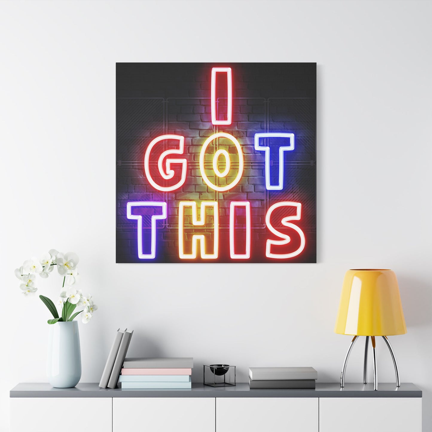 Neon Art Canvas Print: I Got This, Motivation Wall Decor, Modern Home Styling, Inspirational Gift, Office Art, Colorful Wall Art