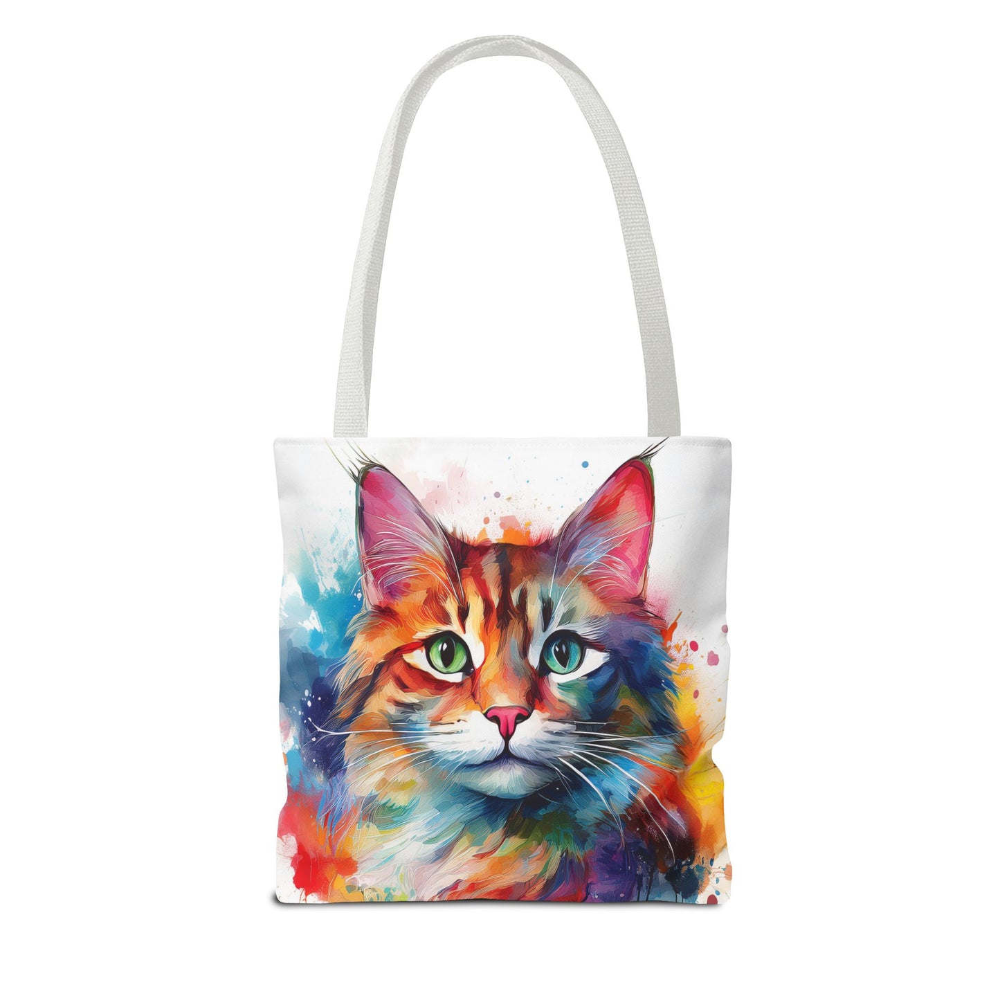 Colorful Tri-Color Cat Tote Bag: Pawsitive Vibes