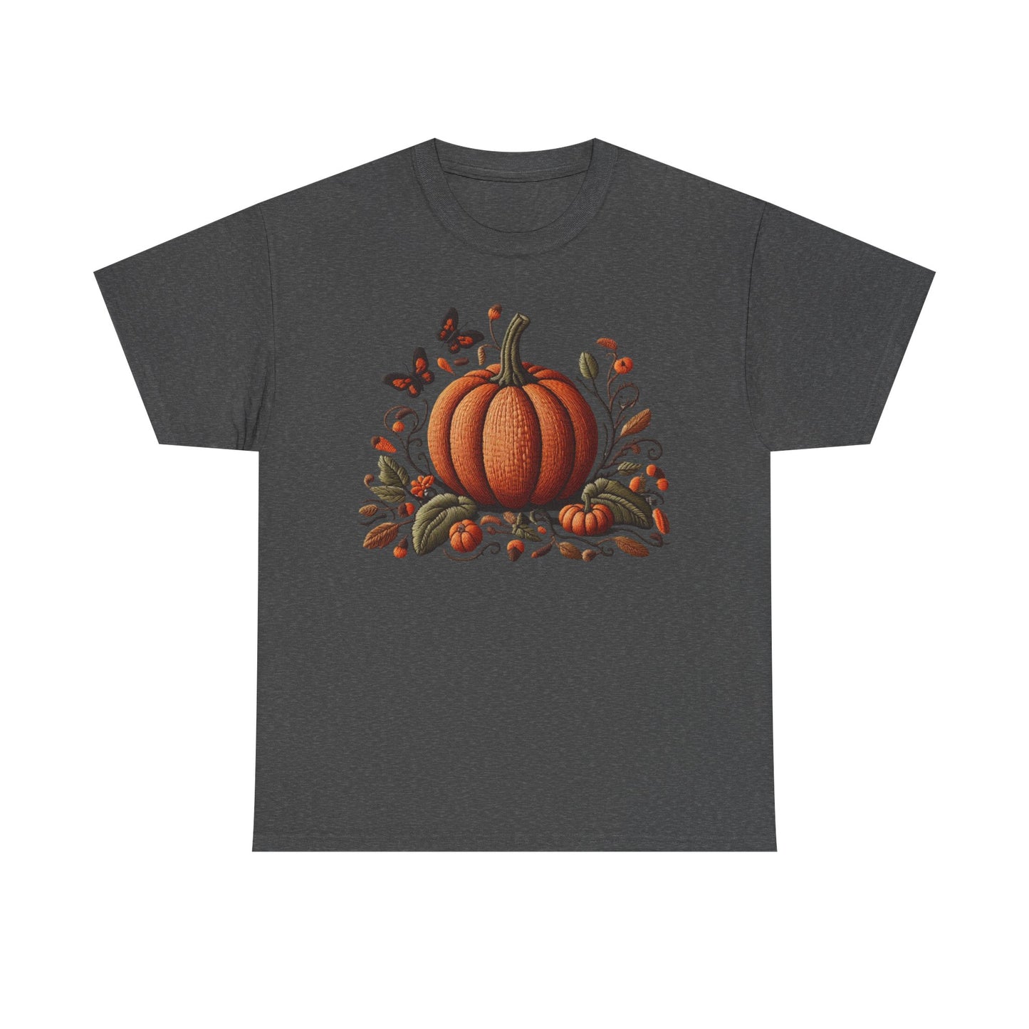 Pumpkin & Botanical Bliss โ Autumnโs Cozy Charm ๐๐ - Autumn Pumpkin Tee, Fall T-Shirt, Halloween Shirt, Thanksgiving Gift, Unisex Heavy Cotton Tee