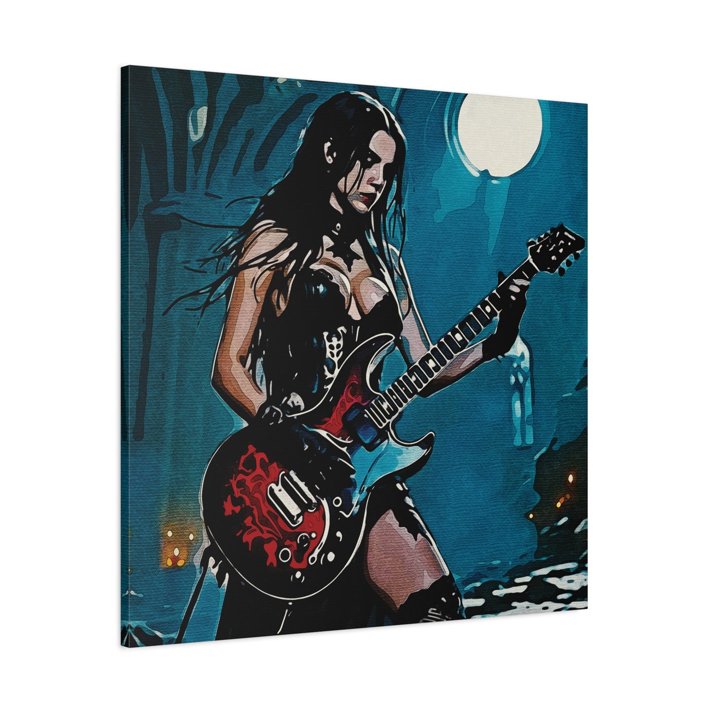 Midnight Riff: Power, Passion, and Gothic Pulse - Gothic Rocker Canvas Art, Edgy Wall Decor, Music Lover Gift, Unique Home Accent, Studio Wall Art