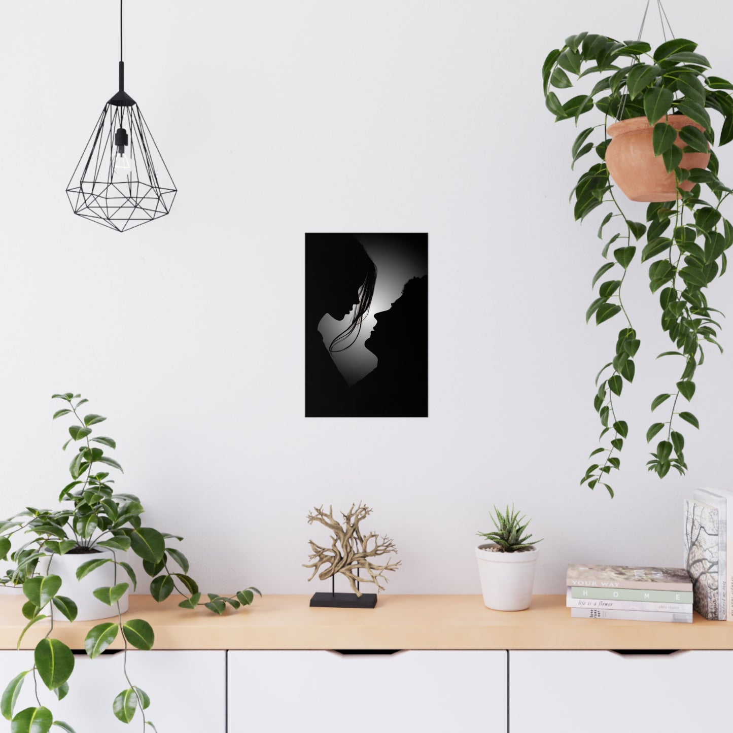 Romantic Silhouette –"Possibilities" Couple Art for Poster Decore Matte Poster, Wall Art for Home Decor, Bedroom Accent, Gift for Couples, Black and White Art Print