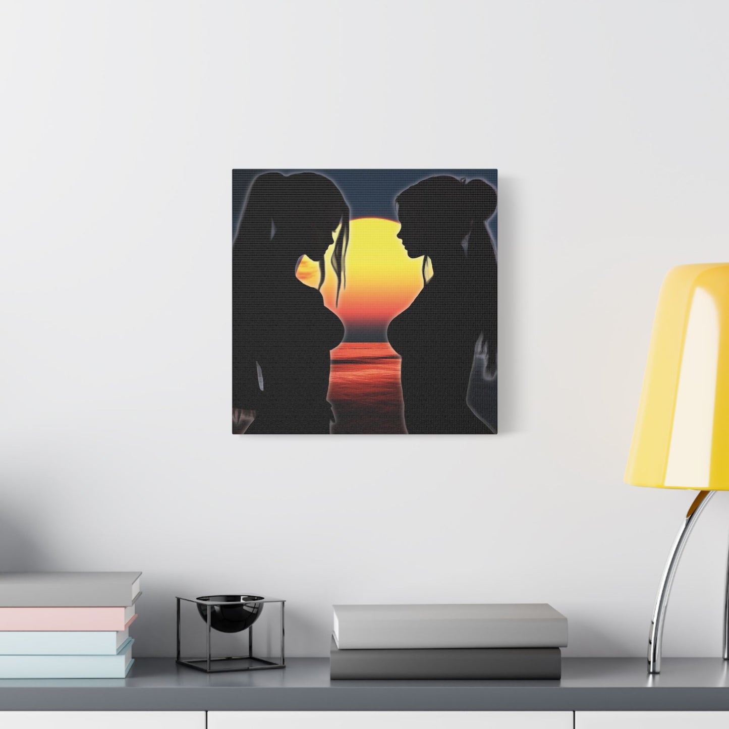 Sunset Silhouettes – Reflective Moments in Ocean Light - Canvas Art, Modern Wall Decor, Home Aesthetic, Gift for Her, Living Room Wall Art, Inspirational Art